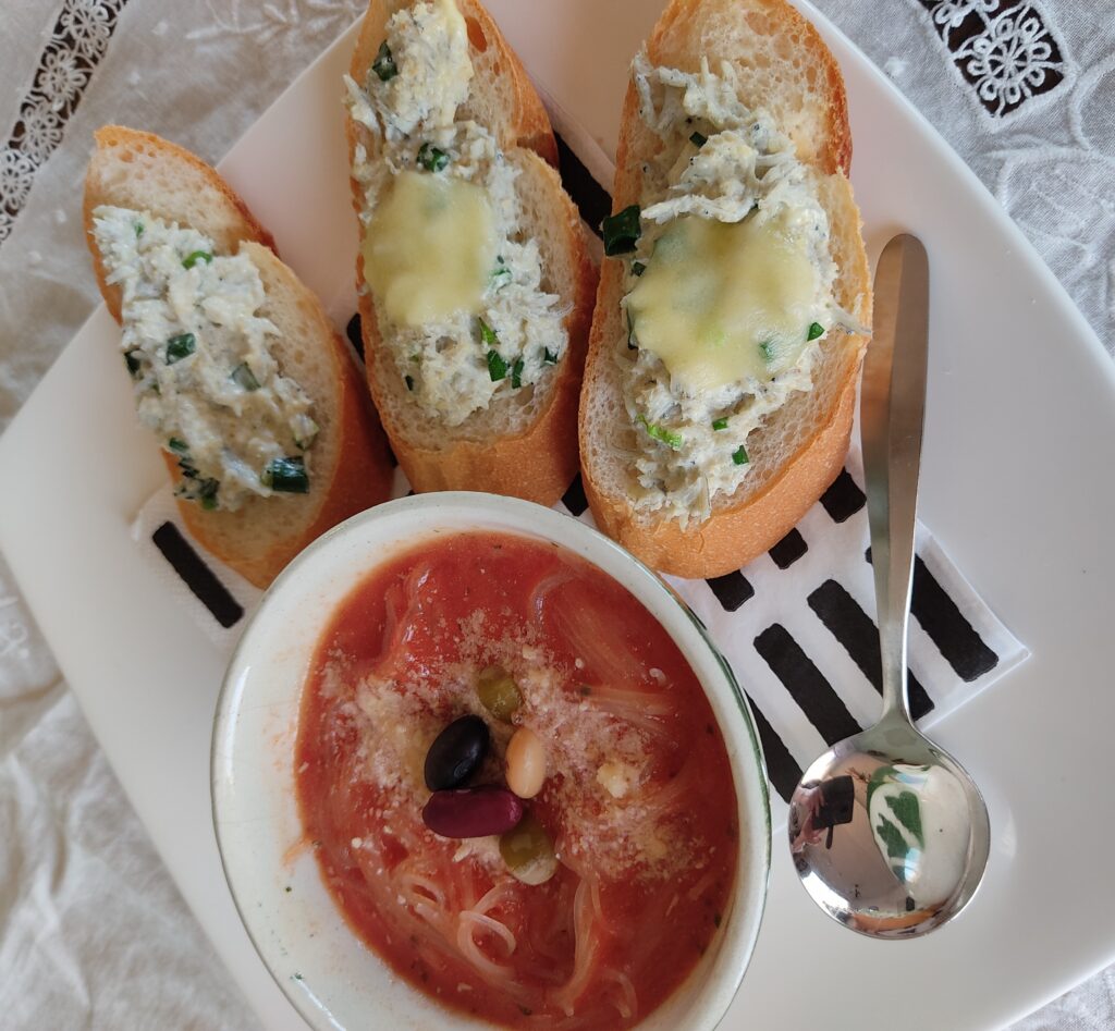 【（）】兵庫の味覚♪しらすデイップ＆甘熟トマトの食べるスープ